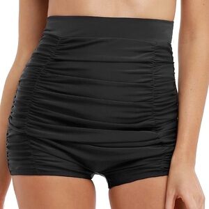 NWT- Firpearl Retro Ultra High-Waisted Ruched Front Swim Short